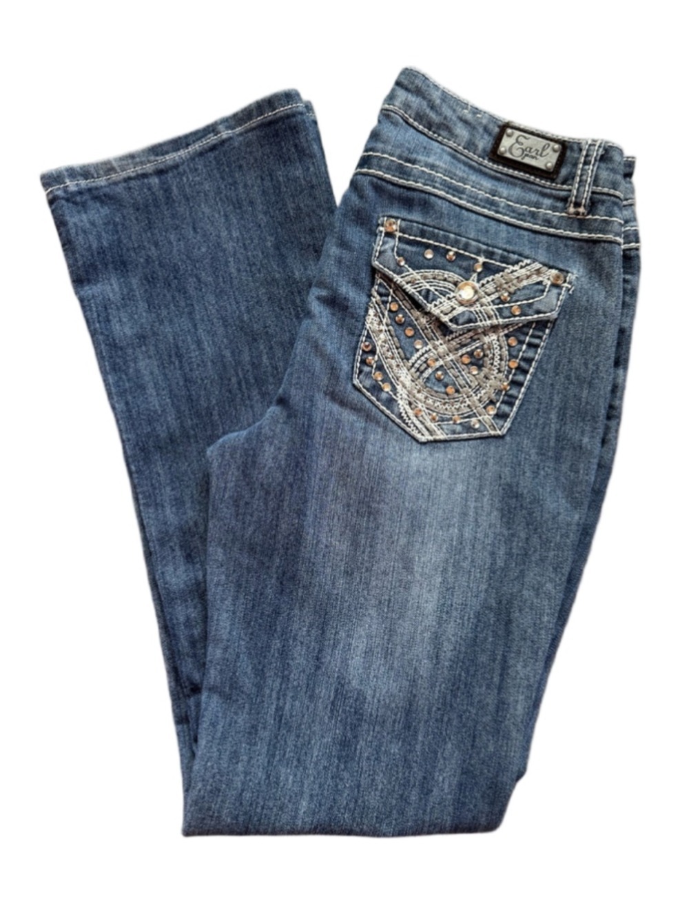 Earl Jeans Embellished Back Flap Pocket Stretch Jeans Women’s size 8